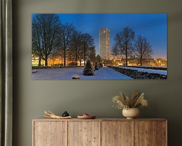 Snowy Tilburg with Westpoint by Anton de Zeeuw