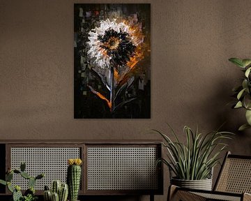 Expressieve Bloem in Abstracte Stijl van De Muurdecoratie