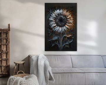 Abstract Representation of a Sunflower by De Muurdecoratie