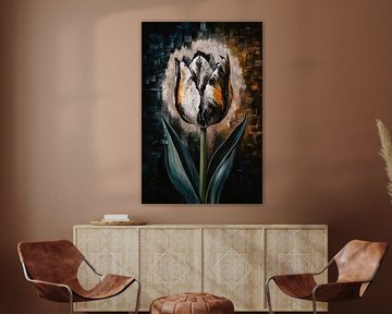 Abstract Representation of a Colourful Tulip by De Muurdecoratie