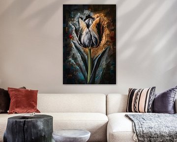 Abstract Expressionist Tulip Design in Colour by De Muurdecoratie