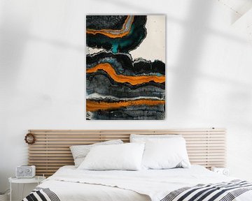 Modern and abstract in orange, black and green