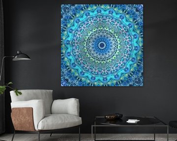 Mandala - turkoois en blauw van Western Exposure