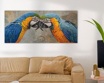 Papegaai Kleurrijk | Feathered Laughter van Blikvanger Schilderijen
