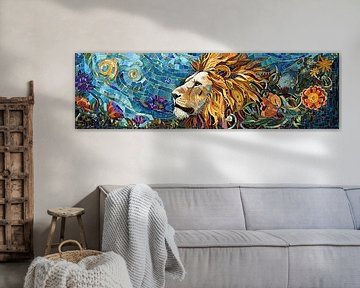 Schilderij Kleurrijke Leeuw van Abstract Schilderij