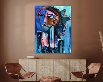 Portrait abstrait dans le style Picasso sur Studio Allee
