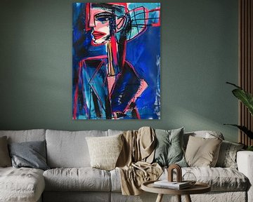 Abstract portret in Picasso stijl van Studio Allee