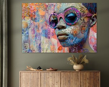 Portret, Mixed media, collage, popart van Joriali fotografie en schilderijen