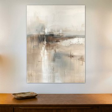 Abstract landschap in neutrale tinten, Japandi stijl