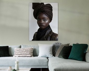 African woman wearing black turban by haroulita