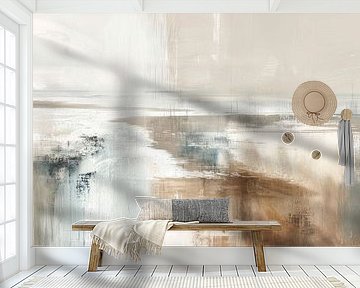 Abstract landschap in neutrale tinten, Japandi stijl van Japandi Art Studio