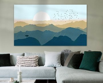 Abstract minimalistische bergen van True Nature Art