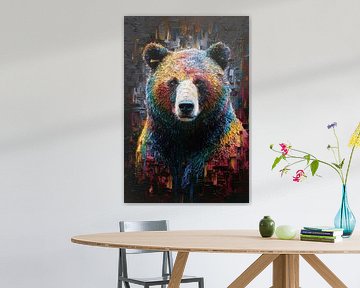 Explosion de couleurs avec l'ours sur De Muurdecoratie