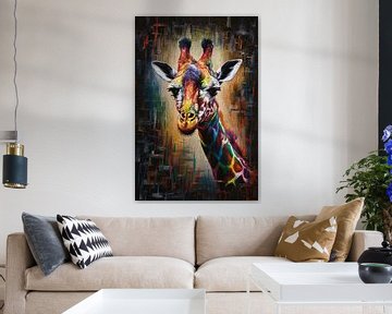 Explosieve Kleurrijkheid: Giraffe in Abstractie van Art & Soul Creations