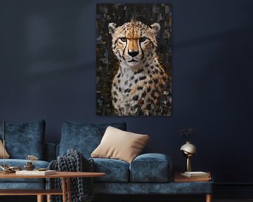 Abstract View of a Cheetah in Motion by De Muurdecoratie