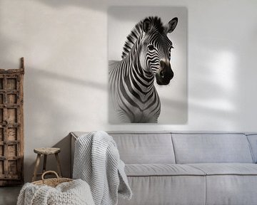 Minimalistisches Porträt eines eleganten Zebras von De Muurdecoratie