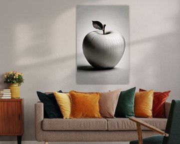 Pomme stylisée avec lignes ondulées sur De Muurdecoratie