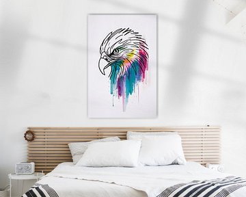 Abstract Watercolour Eagle by De Muurdecoratie
