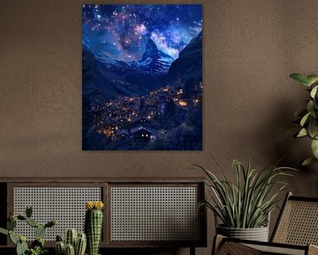 Zwitserse bergen: Nachtwacht van fernlichtsicht