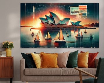 Voiliers au coucher du soleil Sydney sur artefacti