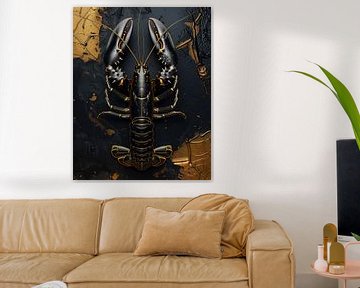 Black lobster with gold details by Rene Ladenius Digital Art