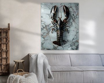 Homard noir sur fond de marbre