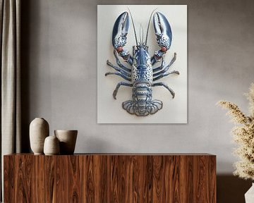 lobster with delft blue coloured armour by Margriet Hulsker