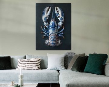 lobster with delft blue coloured armour by Margriet Hulsker