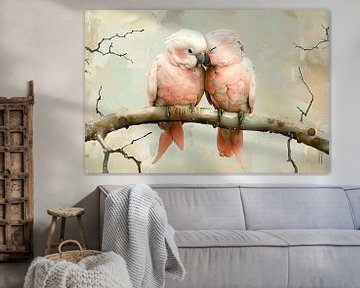 Parrot Love | Beak Peck sur Blikvanger Schilderijen