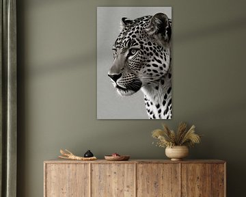 Étain léopard minimaliste noir et blanc sur De Muurdecoratie
