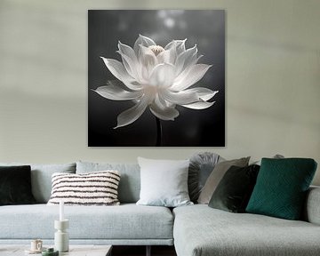 Fleur de lotus en noir et blanc sur Cafe Noir