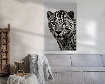 Leopardengesicht in Licht und Schatten von De Muurdecoratie