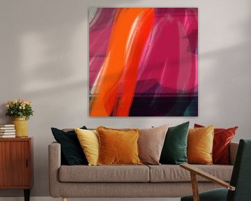 Kleurrijke moderne abstracte kunst in neon- en pastelkleuren nr. 8 van Dina Dankers