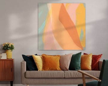 Kleurrijke moderne abstracte kunst in neon- en pastelkleuren nr. 1. van Dina Dankers