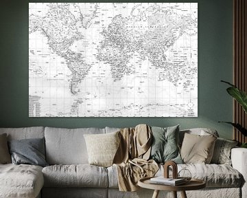 Wereldkaart, Zwart-wit van MAPOM Geoatlas