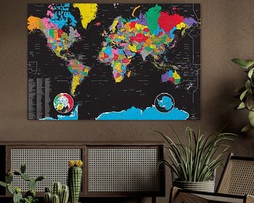 COLOR & BLACK atmosferische wereldkaart (bijgewerkt 2025) van MAPOM by Geoatlas