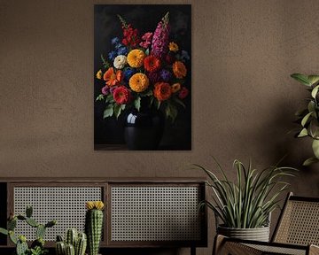 A symphony of flowers in dark elegance by De Muurdecoratie