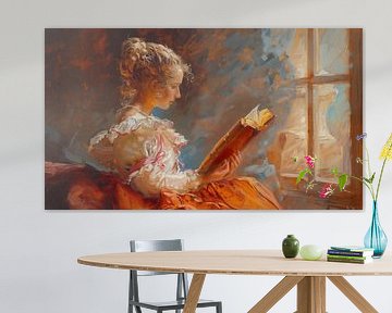 Reading girl historical oil panorama by TheXclusive Art
