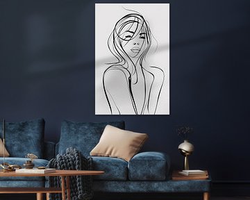 Modern portrait in minimalist line by De Muurdecoratie