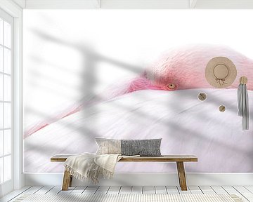 Pastell Rest - Der verborgene Blick eines Flamingos