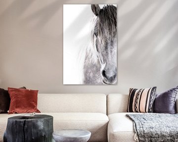 Fluisteringen van Eenvoud - Een Paardenportret in Monochrome Tinten van Femke Ketelaar