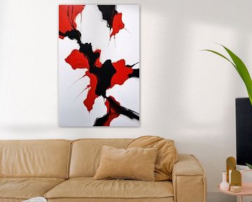 Roodzwarte Abstractie van Dynamische Contrasten van Art & Soul Creations