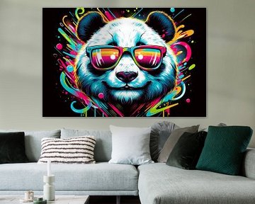 Kleurrijke panda met coole zonnebril van artefacti