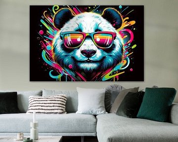 Kleurrijke panda met coole zonnebril