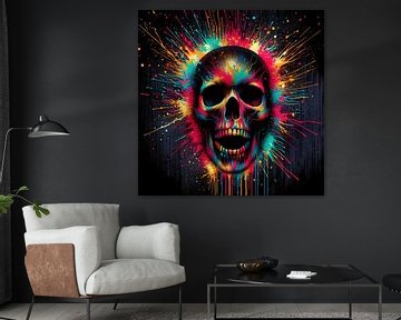 Glowing skull: an explosion of colour in the dark by artefacti