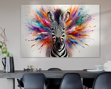 Kleurrijke zebra: explosie van creativiteit van artefacti