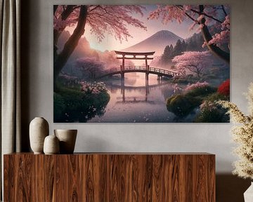 Peaceful morning atmosphere at the foot of Mount Fuji by artefacti