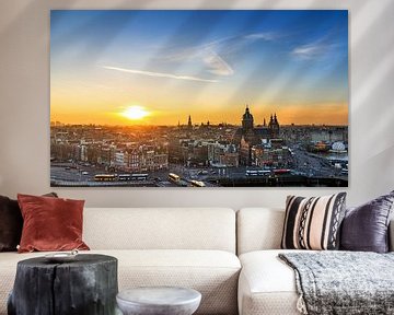 Amsterdam Skyline Sonnenuntergang von Dennis van de Water