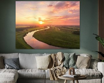 Lever de soleil sur la Vecht vue d'en haut sur Sjoerd van der Wal Photographie