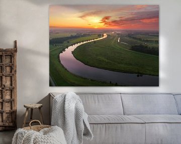 Lever de soleil sur la Vecht vue d'en haut sur Sjoerd van der Wal Photographie